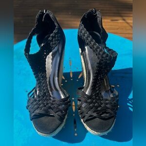 Wedge rope heeled espadrille-sandals. Never worn.
